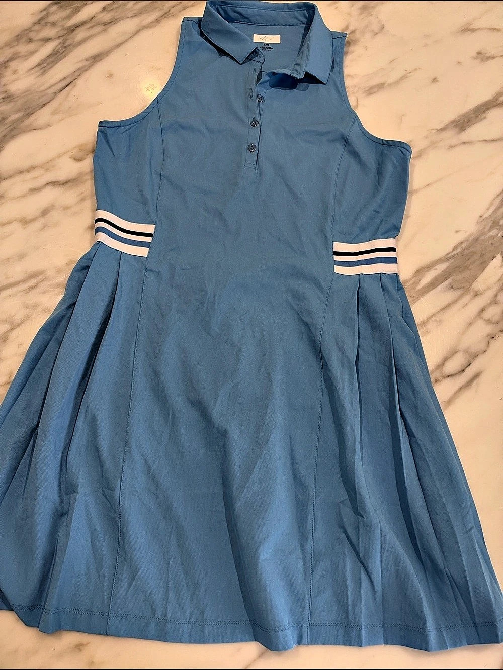 Greg Norman Blue Striped Pleated golf Dress Like New